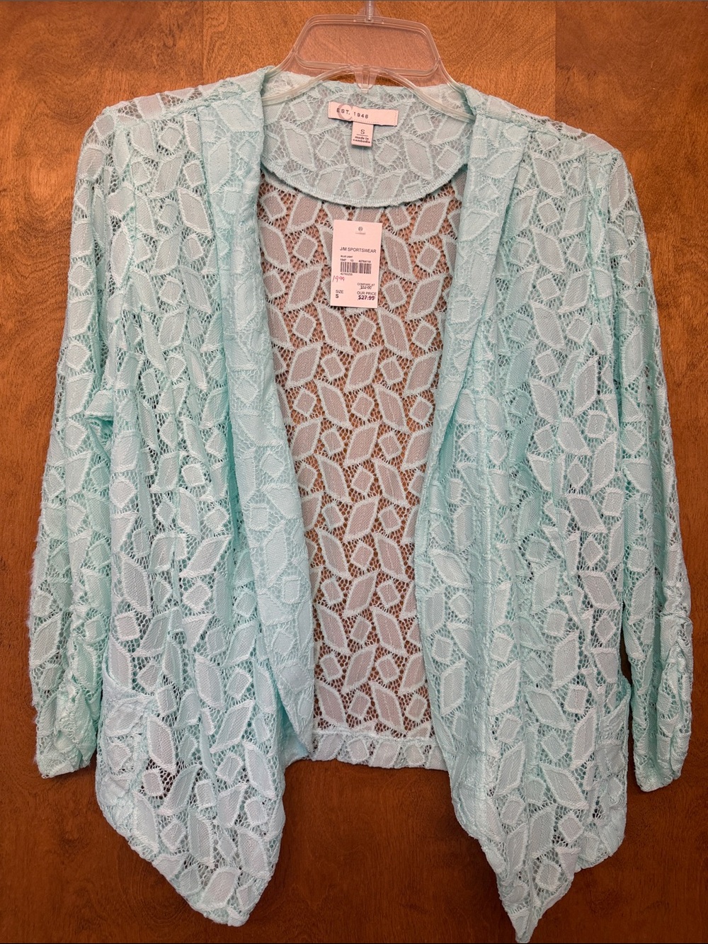 Apt. 9 Seafoam Lace Open-Front Cardigan